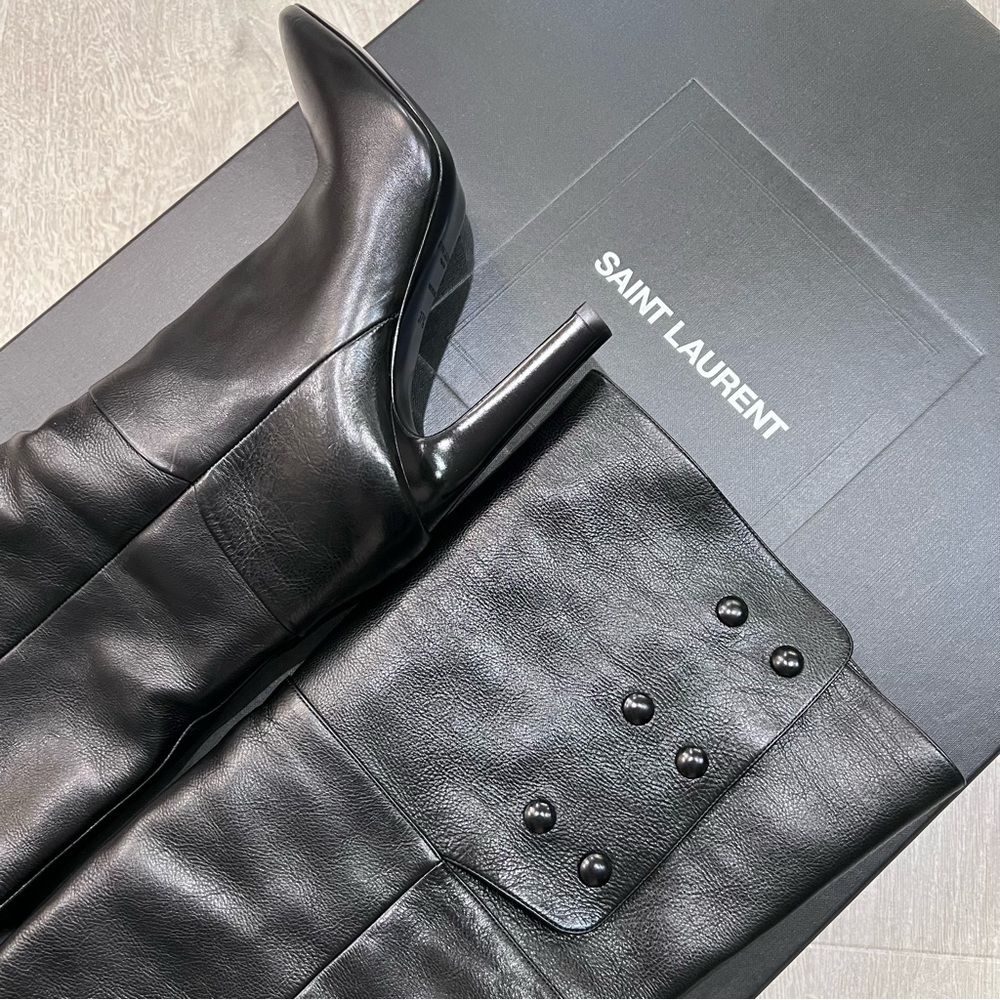 YSL Saint Laurent Over the Knee Boots Black - Picture 3 of 16
